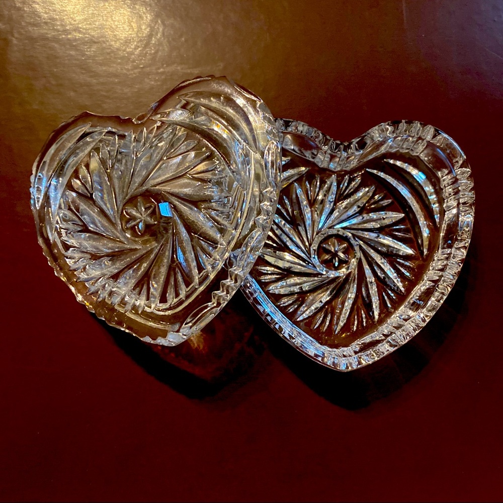 Vintage Glass "Valentines" Heart Shaped 2 Piece